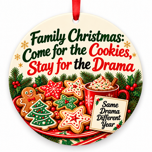Family Christmas: Come for the Cookies, Stay for the Drama Ornament