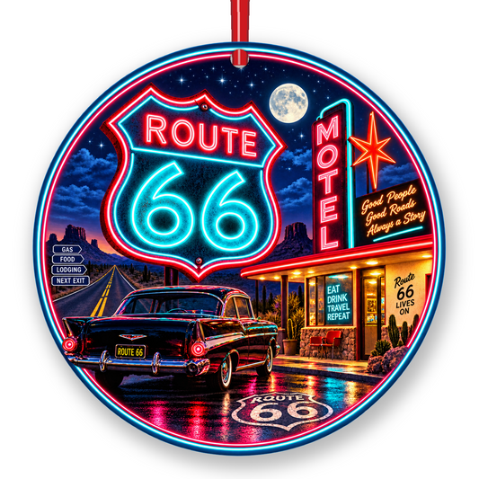Route 66 Neon Motel Night Christmas ornament