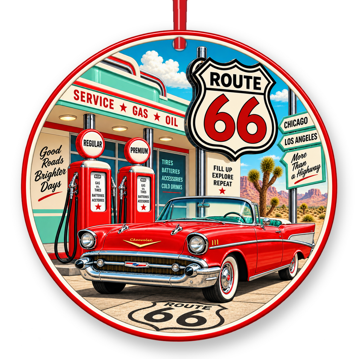 Route 66 Retro Gas Station Christmas ornament