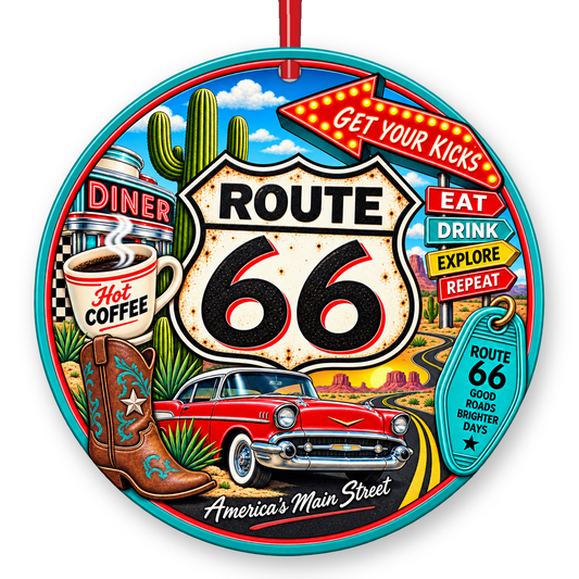 Route 66 Get Your Kicks Christmas ornament