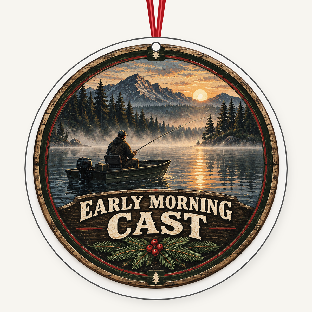 Early Morning Cast fishing Christmas ornament