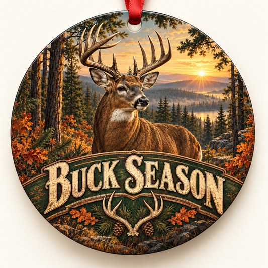 Buck Season hunting Christmas ornament