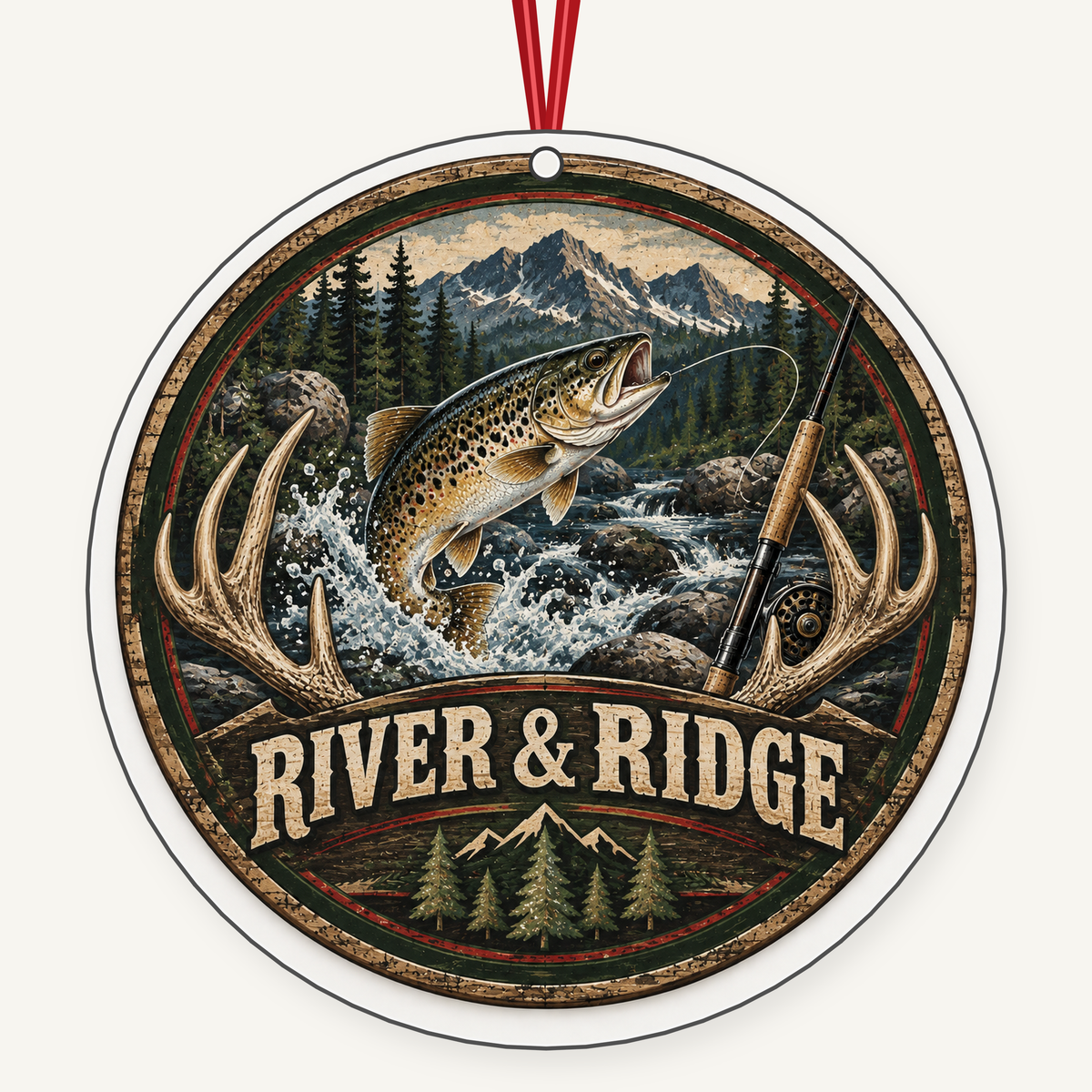 River and Ridge hunting and fishing Christmas ornament