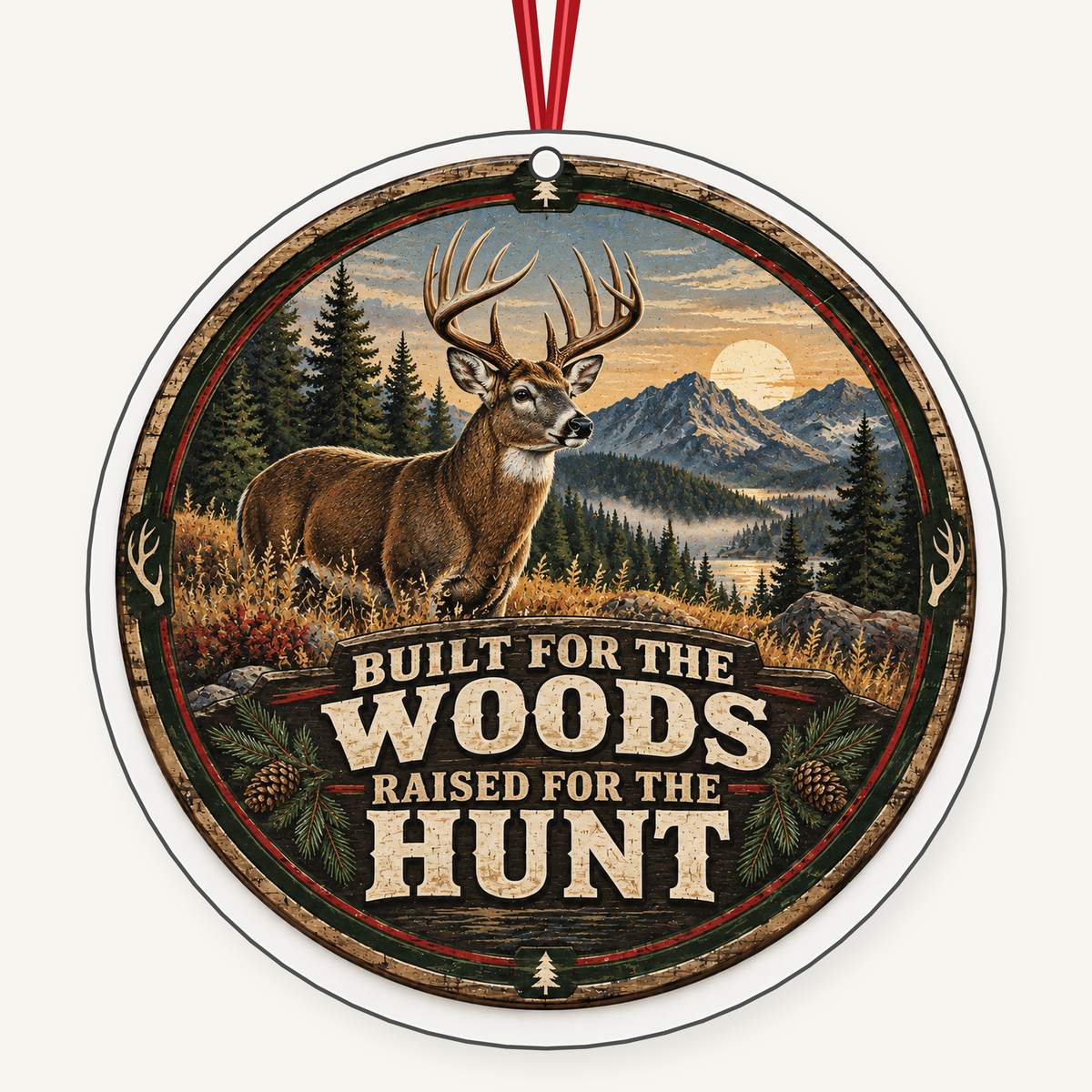 Built for the Woods Raised for the Hunt hunting Christmas ornament