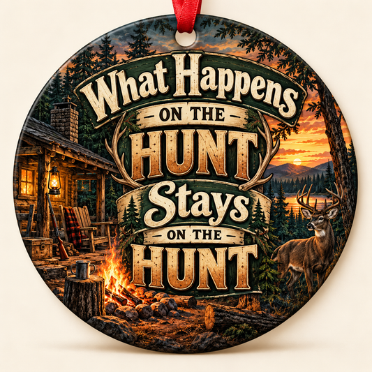 What Happens on the Hunt Stays on the Hunt hunting Christmas ornament