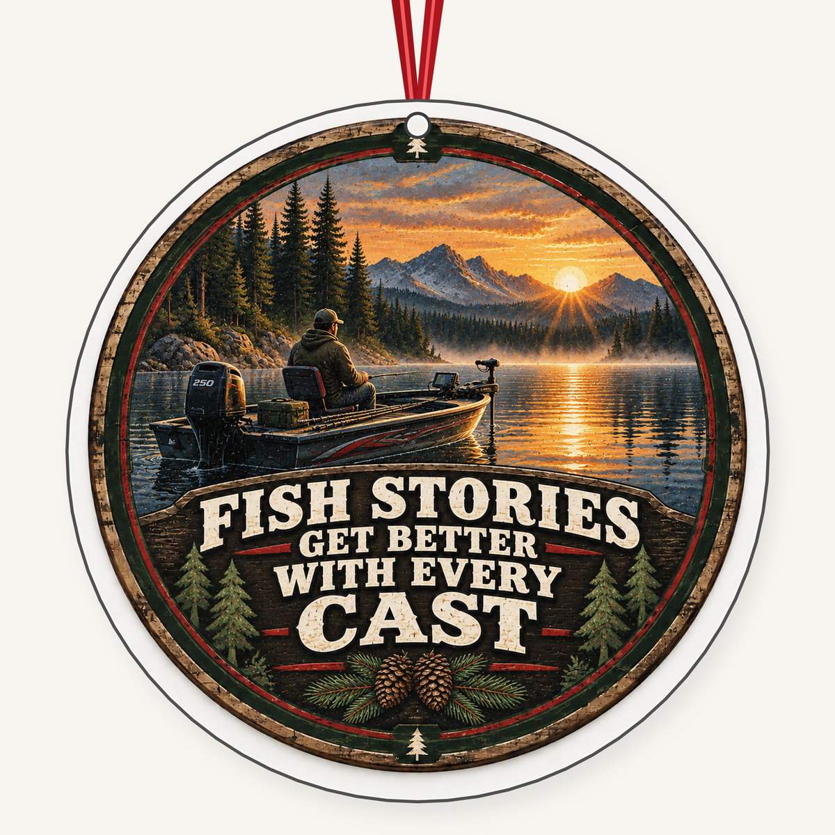 Fish Stories Get Better with Every Cast fishing Christmas ornament