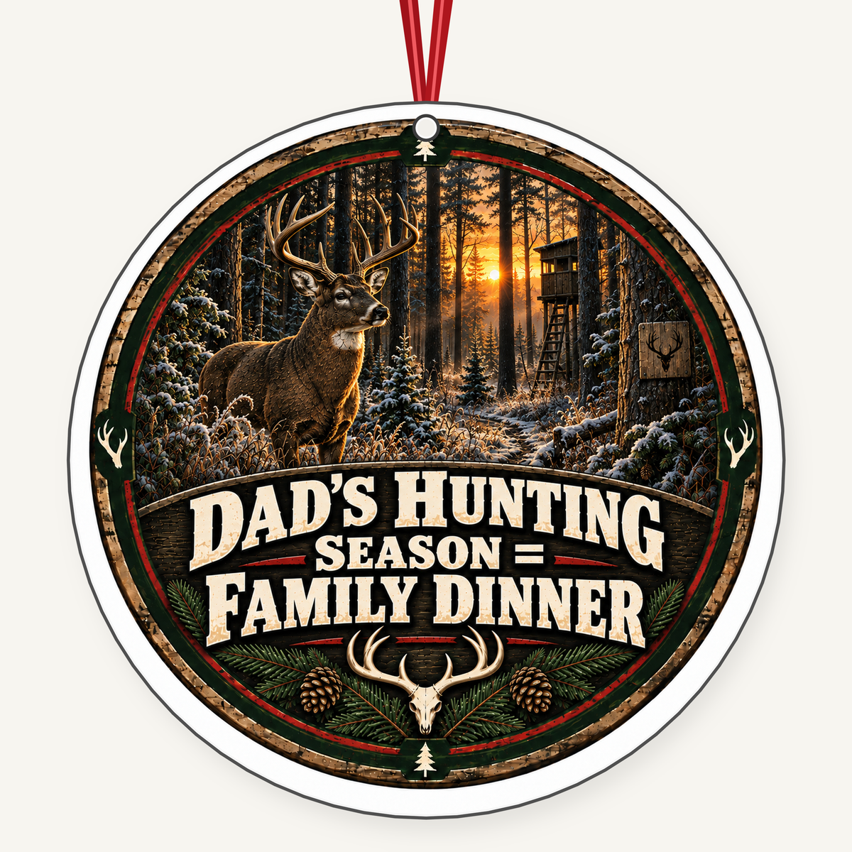 Dad's Hunting Season Family Dinner hunting Christmas ornament