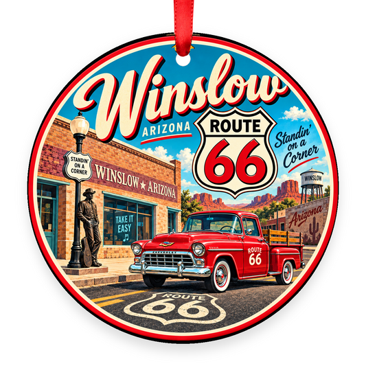 Winslow Arizona Route 66 Christmas ornament