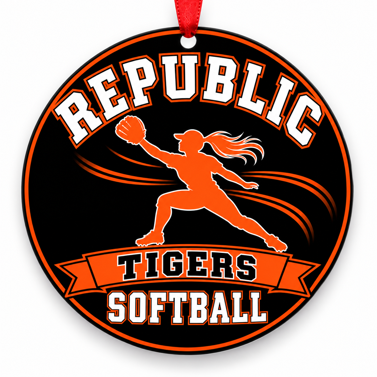 Republic Tigers SOFTBALL ornament — Fielder Silhouette
