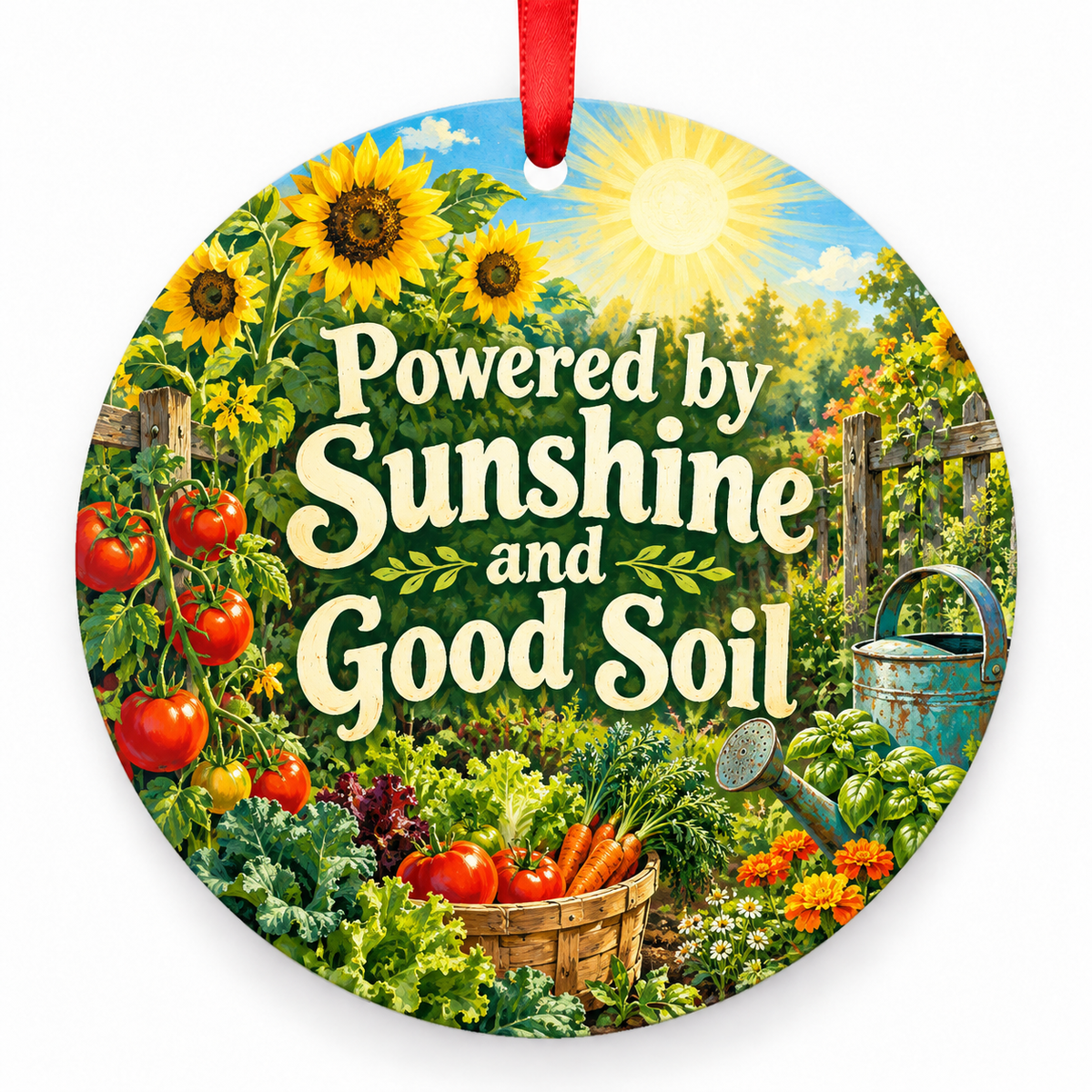 Powered by Sunshine and Good Soil ornament