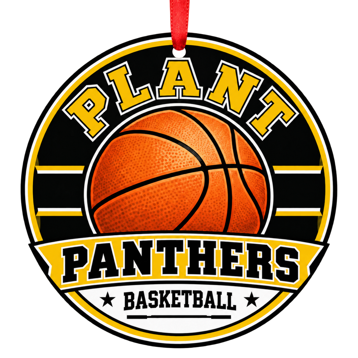 Plant High School Panthers basketball Christmas ornament in gold and black