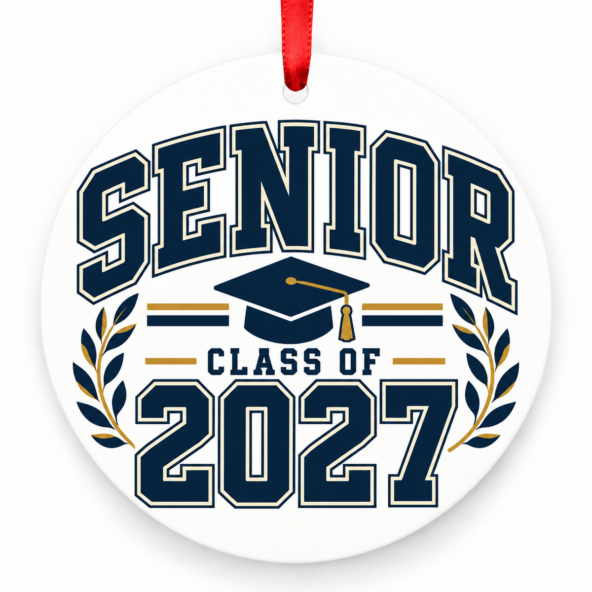 Classic Varsity Senior Class of 2027 porcelain ornament