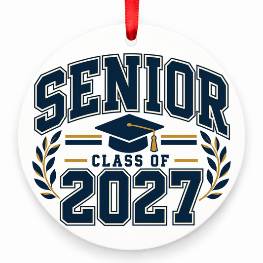 Classic Varsity Senior Class of 2027 porcelain ornament