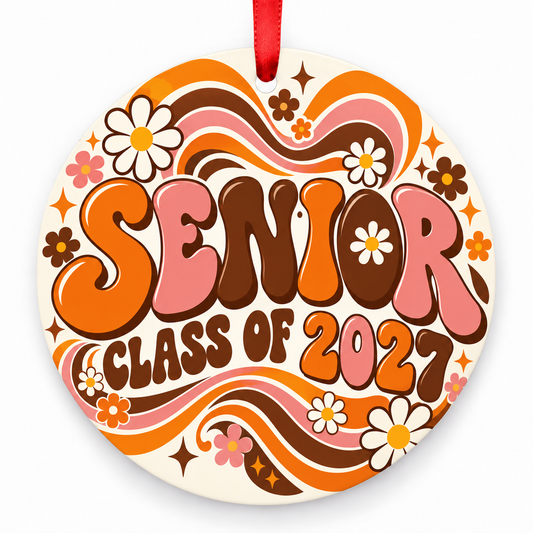 Retro Groovy Senior Class of 2027 ornament