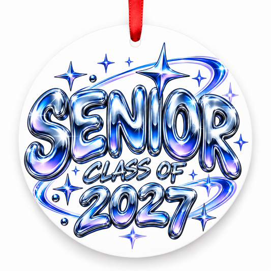 Y2K Chrome Senior Class of 2027 ornament