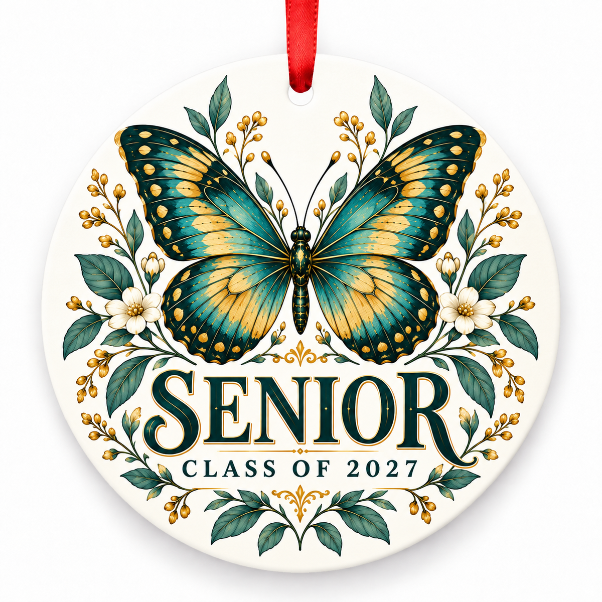 Botanical Butterfly Senior Class of 2027 ornament