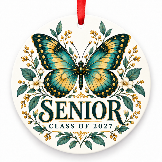 Botanical Butterfly Senior Class of 2027 ornament