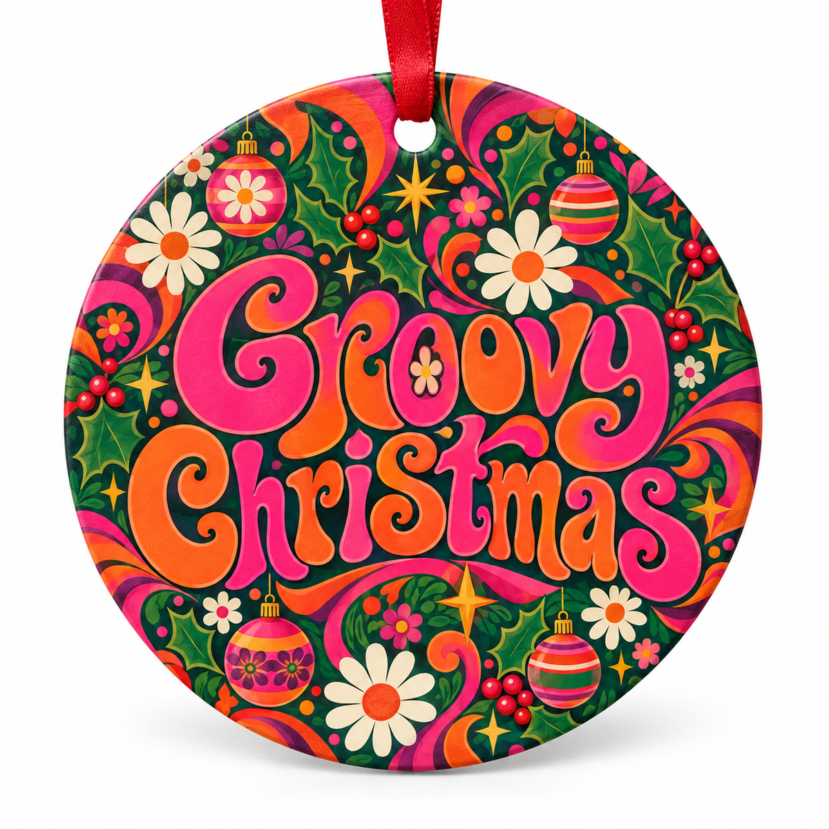 Groovy Christmas retro Christmas ornament