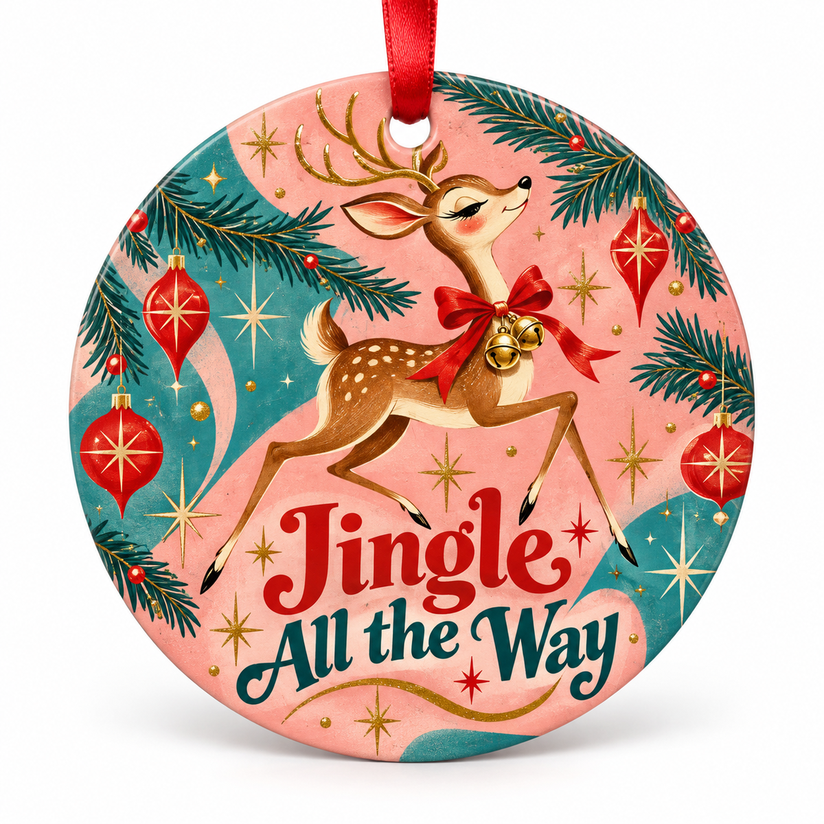 Jingle All the Way retro Christmas ornament