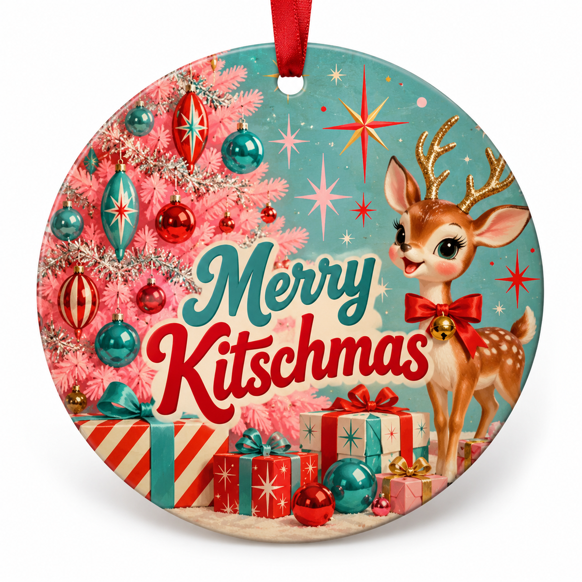Merry Kitschmas retro Christmas ornament