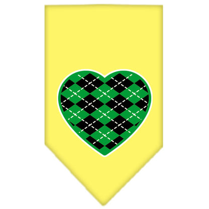 Pet and Dog Bandana Screen Printed, "Green Argyle Heart"