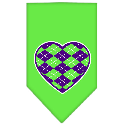 Pet and Dog Bandana Screen Printed, "Argyle Heart Purple"