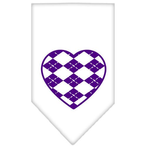Pet and Dog Bandana Screen Printed, "Argyle Heart Purple"