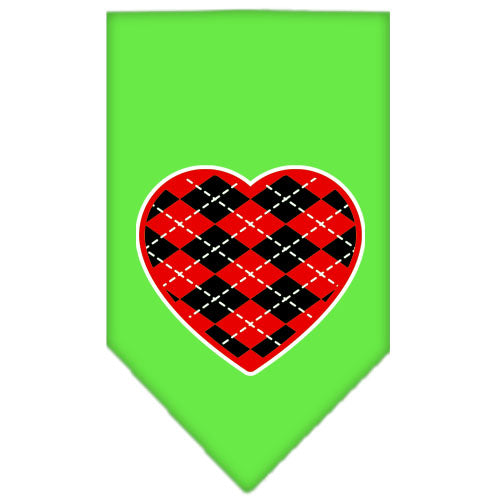 Pet and Dog Bandana Screen Printed, "Red Argyle Heart"