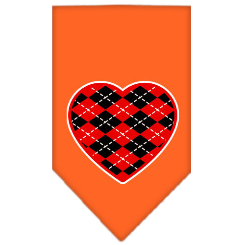 Pet and Dog Bandana Screen Printed, "Red Argyle Heart"