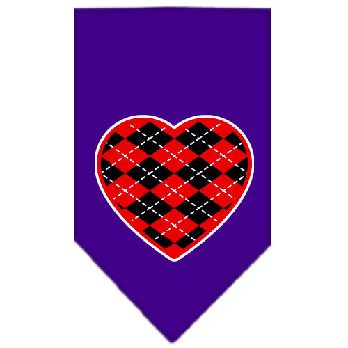 Pet and Dog Bandana Screen Printed, "Red Argyle Heart"