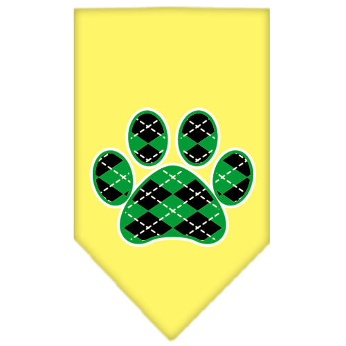 Pet and Dog Bandana Screen Printed,  "Green Argyle Paw"