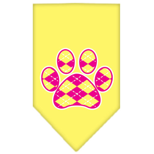 Pet and Dog Bandana Screen Printed,  "Pink Argyle Paw"