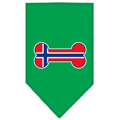 Pet and Dog Bandana Screen Printed, "Bone Shaped Norway Flag"