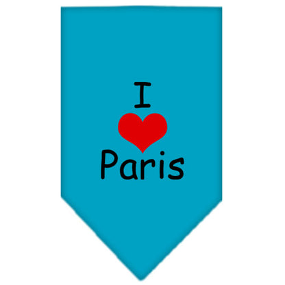 Pet and Dog Bandana Screen Printed, "I Love Paris"