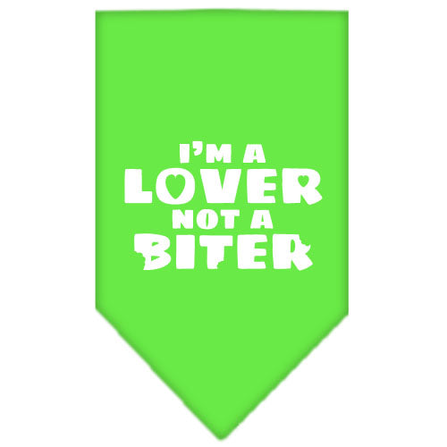 Pet and Dog Bandana Screen Printed,  "I'm a Lover, Not A Biter"