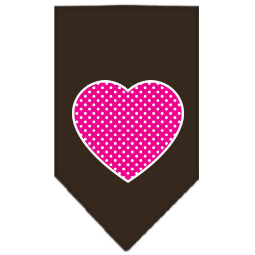 Pet and Dog Bandana Screen Printed, "Pink Swiss Dot Heart"