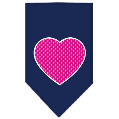 Pet and Dog Bandana Screen Printed, "Pink Swiss Dot Heart"