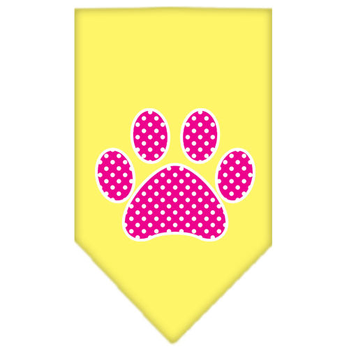 Pet and Dog Bandana Screen Printed, "Pink Swiss Dot Paw"