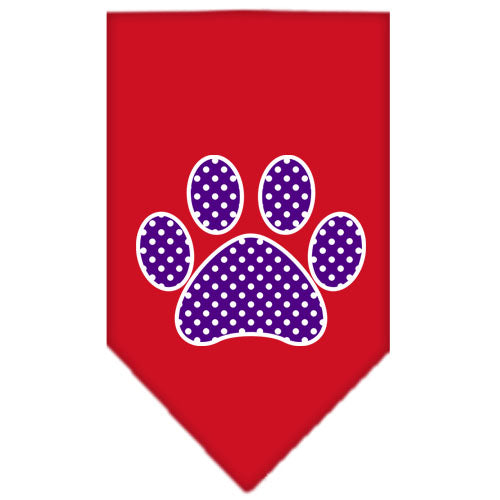 Pet and Dog Bandana Screen Printed, "Purple Swiss Dot Paw"