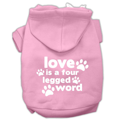 Pet Dog & Cat Hoodie Screen Printed, "Love Is A Four Legged Word"