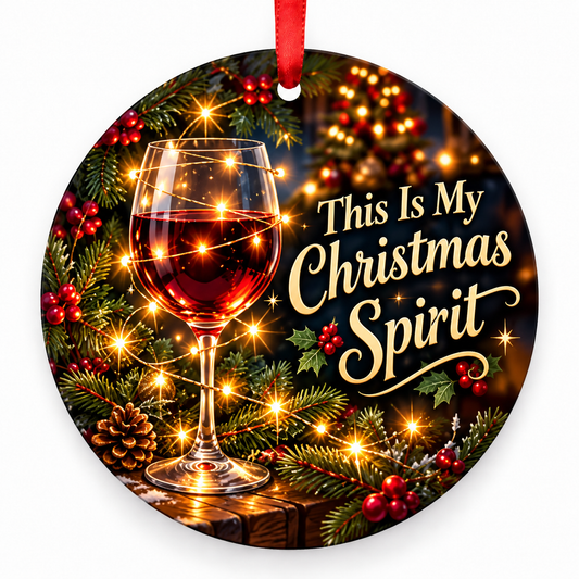 This Is My Christmas Spirit Christmas ornament with red hanging ribbon