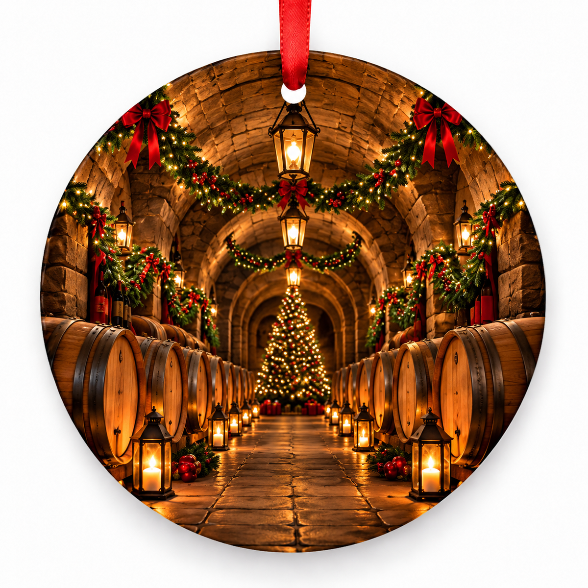  Christmas ornament with red hanging ribbon