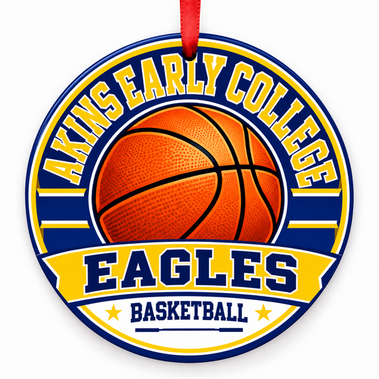 Akins Early College High School Eagles basketball Christmas ornament