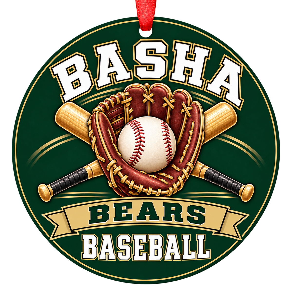 Basha Bears baseball Christmas ornament, Glove and Bats design, Chandler, Arizona