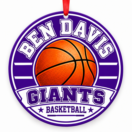 Ben Davis High School Giants basketball Christmas ornament mockup