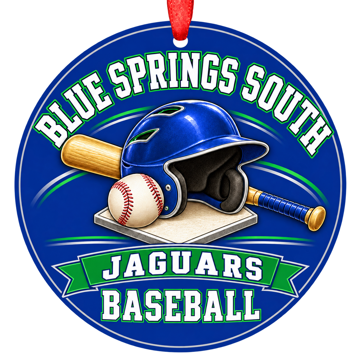 Blue Springs South Jaguars Baseball ornament — Helmet and Bat