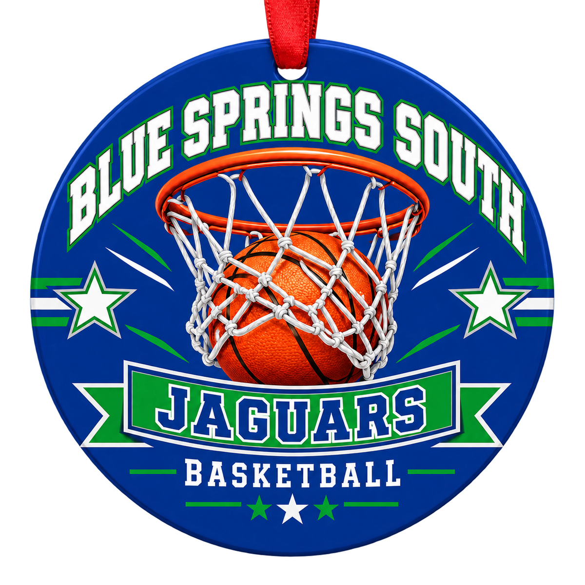 Blue Springs South Jaguars Basketball ornament — Ball and Hoop