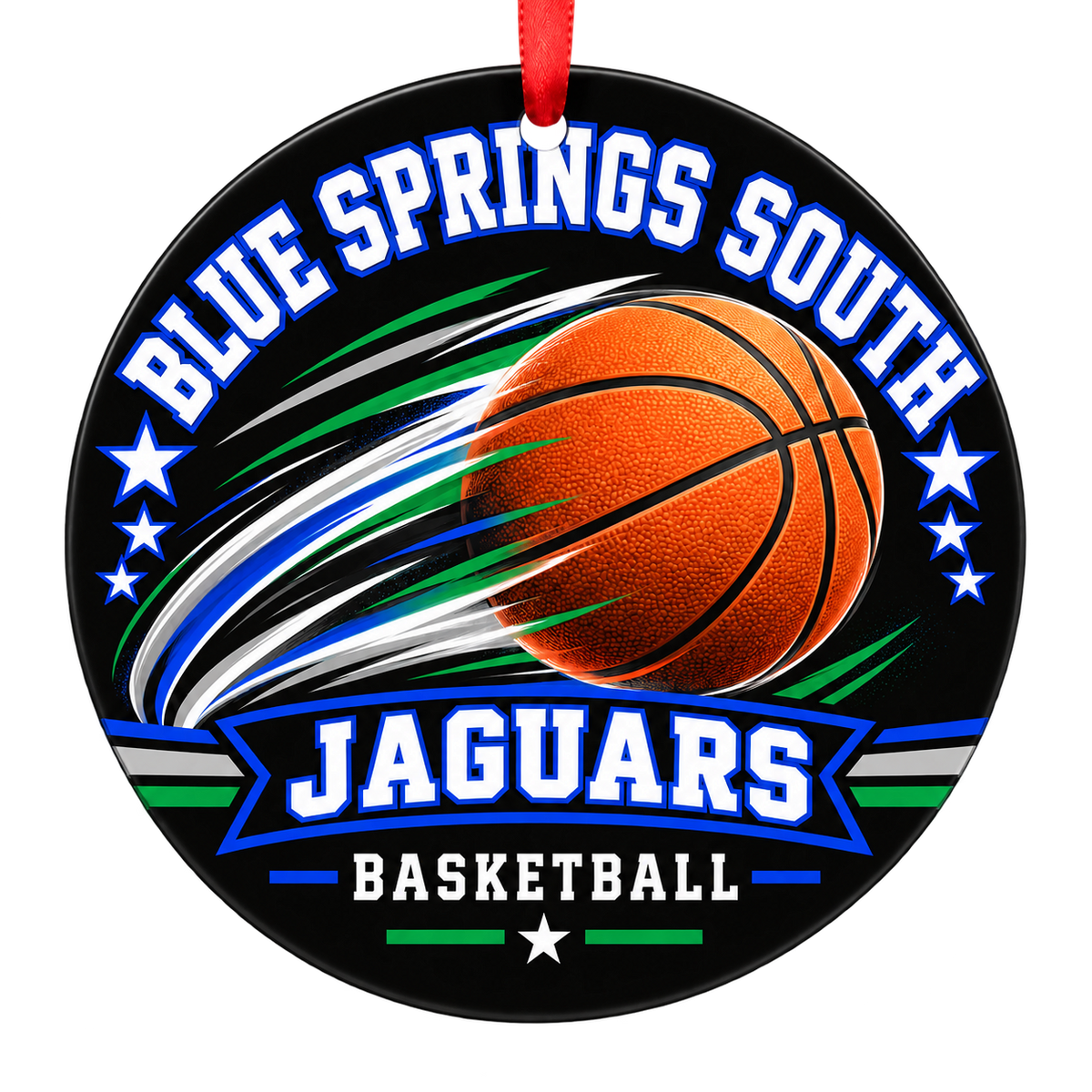 Blue Springs South Jaguars Basketball ornament — Basketball in Motion
