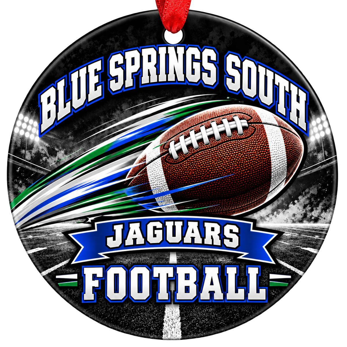 Blue Springs South Jaguars Football in Motion ornament