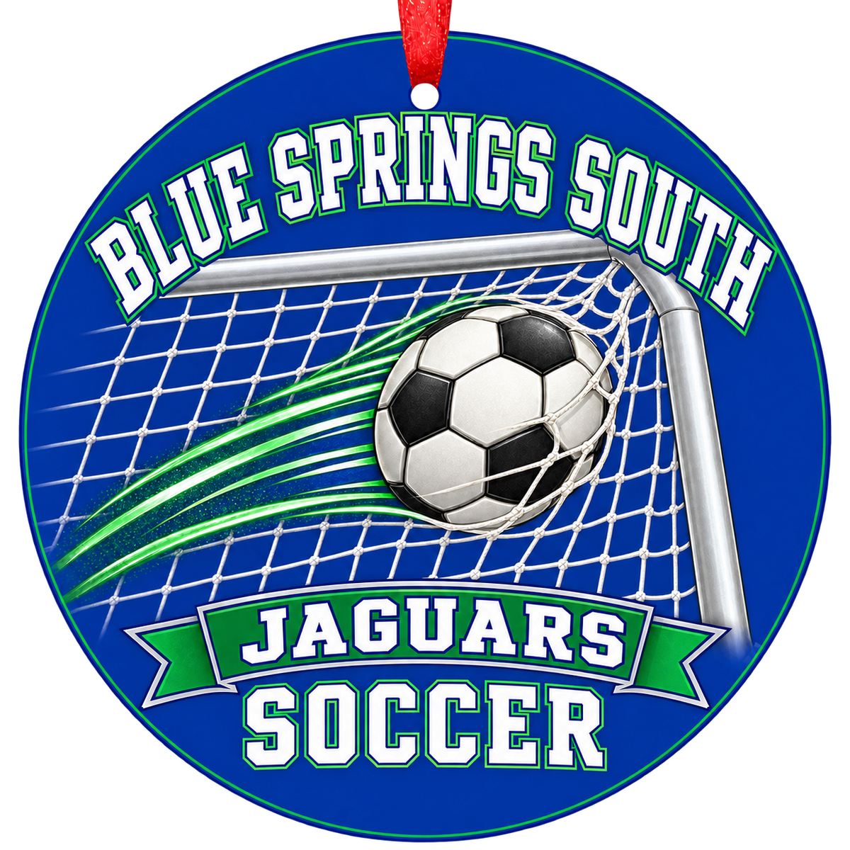 Blue Springs South Jaguars Soccer ornament — Ball and Goal
